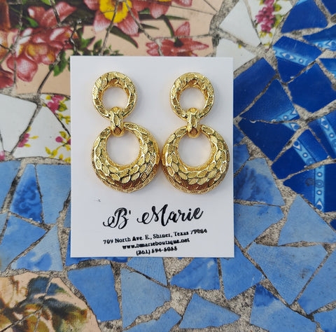 Gold Dangle Hoop Earrings
