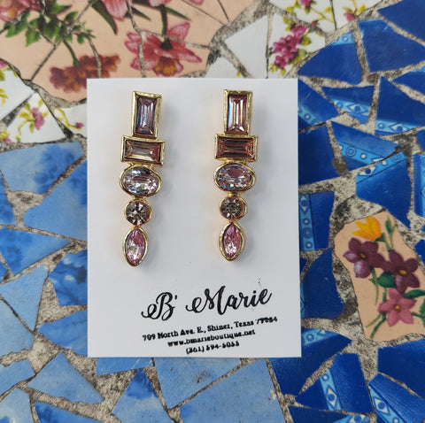 Pink/Gold Iridescent Dangle Earrings