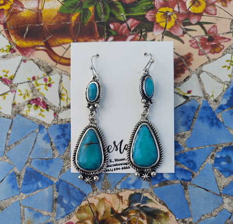 Turquoise/Silver Dangle Earrings