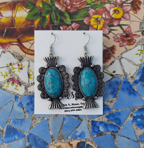 Turquoise/Navajo Antique Dangle Earrings