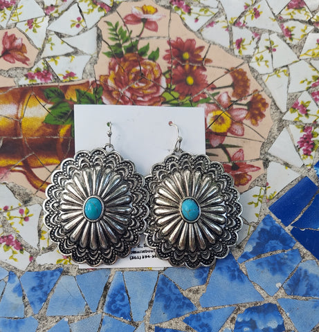 Turquoise/Navajo Concho Earrings