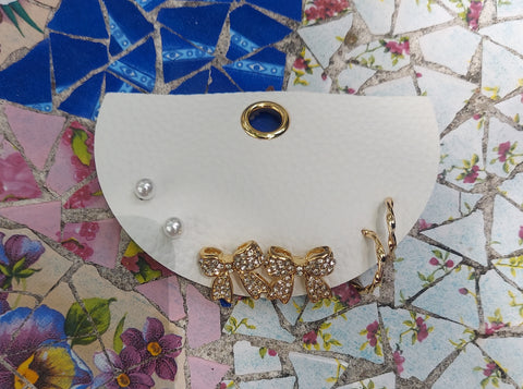 Bow/Pearl Stud Earring Set