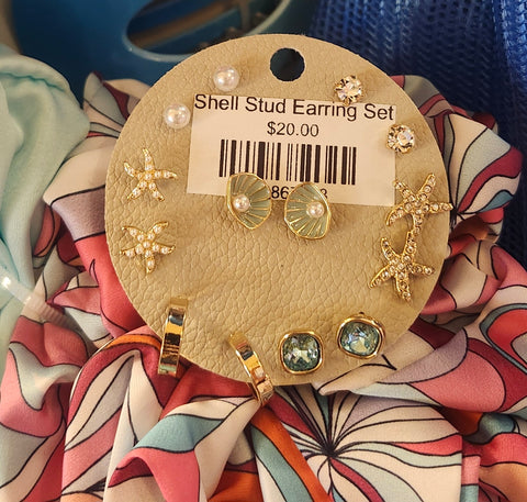 Shell Stud Earring Set