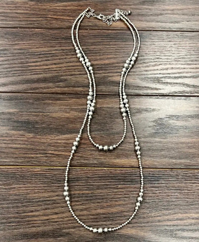 Western Silver-Tone Bead Strand Necklace