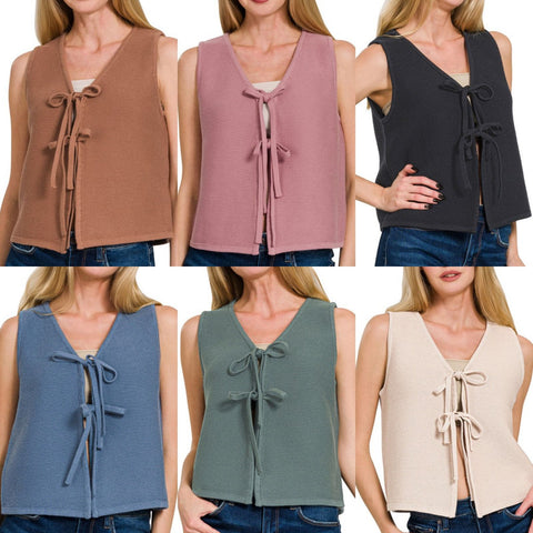 Tie Front Sweater Vest