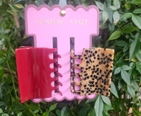 Animal Printed/Red Hair Clips