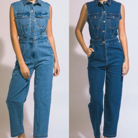 Denim Sleeveless Jumpsuit