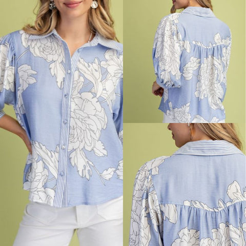 Floral Printed Button Down Top