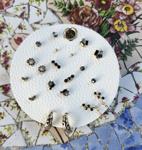 Black/Pewter Stud Earring Set