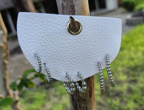 Beaded Silver Hoop Earring Set
