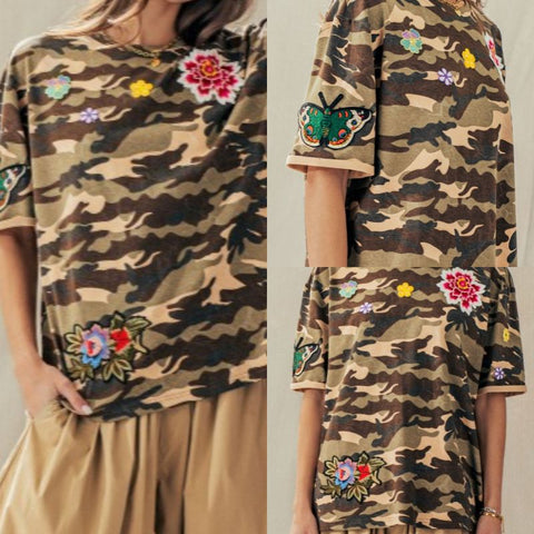 Wildflower Patched Camo Tee