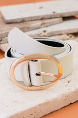 Classic Oval Buckle Leather Belt