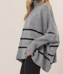 Striped Poncho Style Sweater