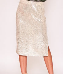 Sequin Midi Skirt With Side Split