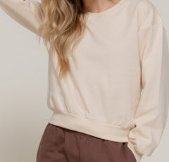 Long Sleeve Round Neck Crop Sweatshirt