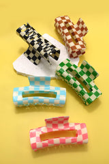 Jumbo Checkered Hair Claw Clips