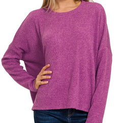 Ribbed Dolman Long Sleeve Sweater