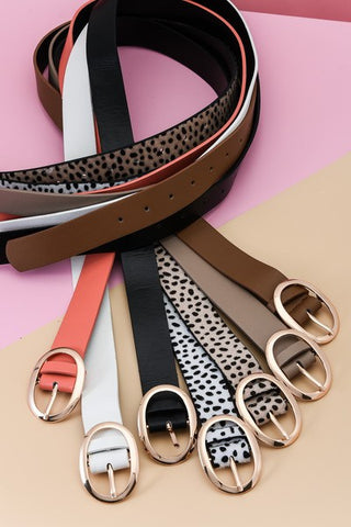 Classic Oval Buckle Leather Belt