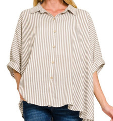 Striped Button Up Top