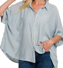 Striped Button Up Top