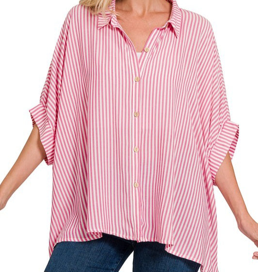 Striped Button Up Top