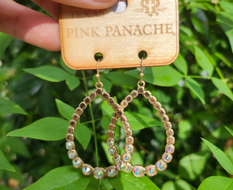 Pink Panache Gold/Rhinestone Beaded Earrings