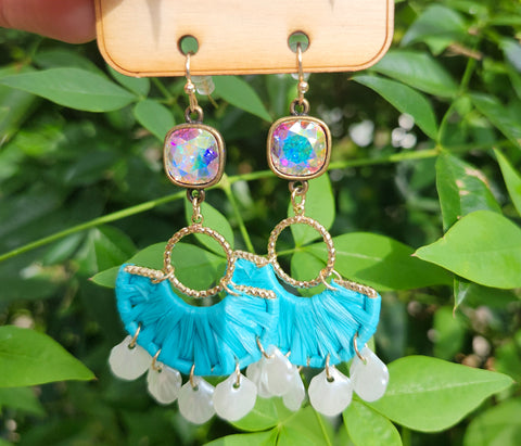 Pink Panache Turquoise/Pearl Beaded Earrings