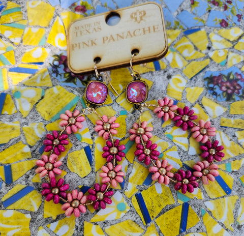 Pink Panache Floral Beaded Earrings