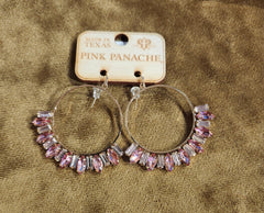 Pink Panache Rhinestone Beaded Hoop Earrings