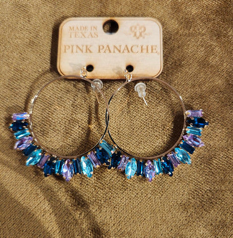 Pink Panache Rhinestone Beaded Hoop Earrings