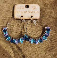 Pink Panache Rhinestone Beaded Hoop Earrings