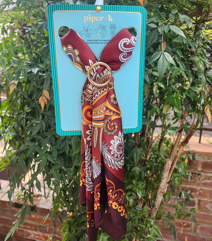 Printed Hair Scarf/Brooch