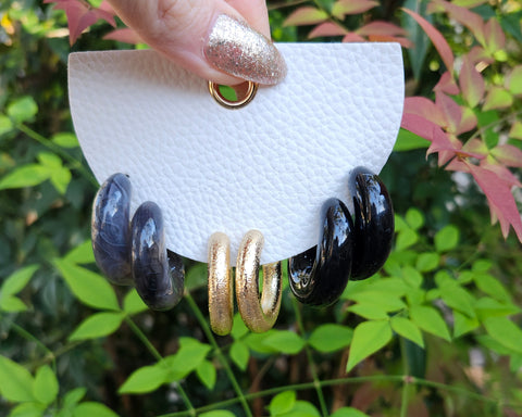Black/Pewter/Gold Hoop Earring Set