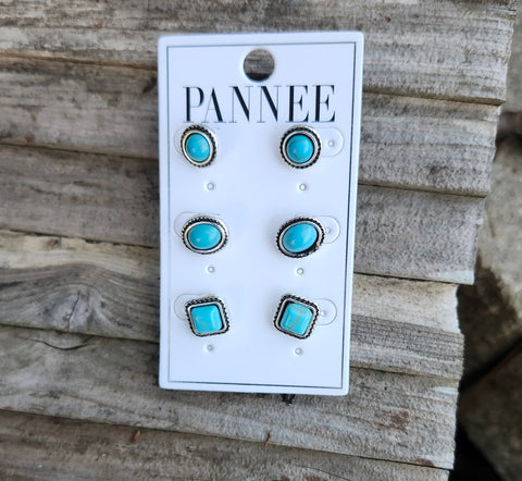 Turquoise Stud Earring Set