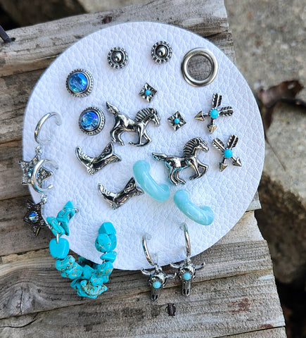 Western Turquoise Stud Earring Set