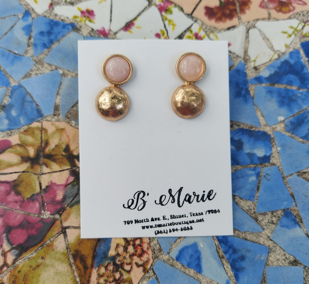 Pink/Gold Stud Earrings