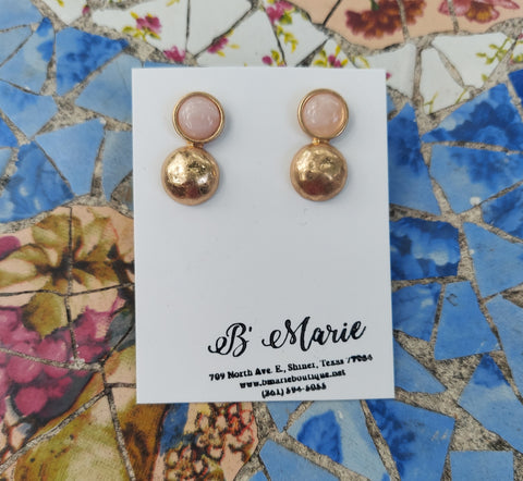 Pink/Gold Stud Earrings