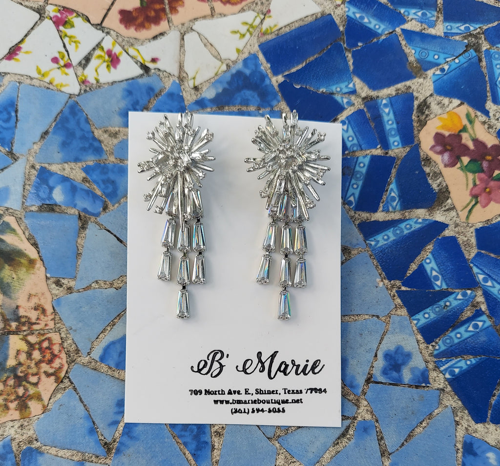 Silver/Rhinestone Dangle Earrings