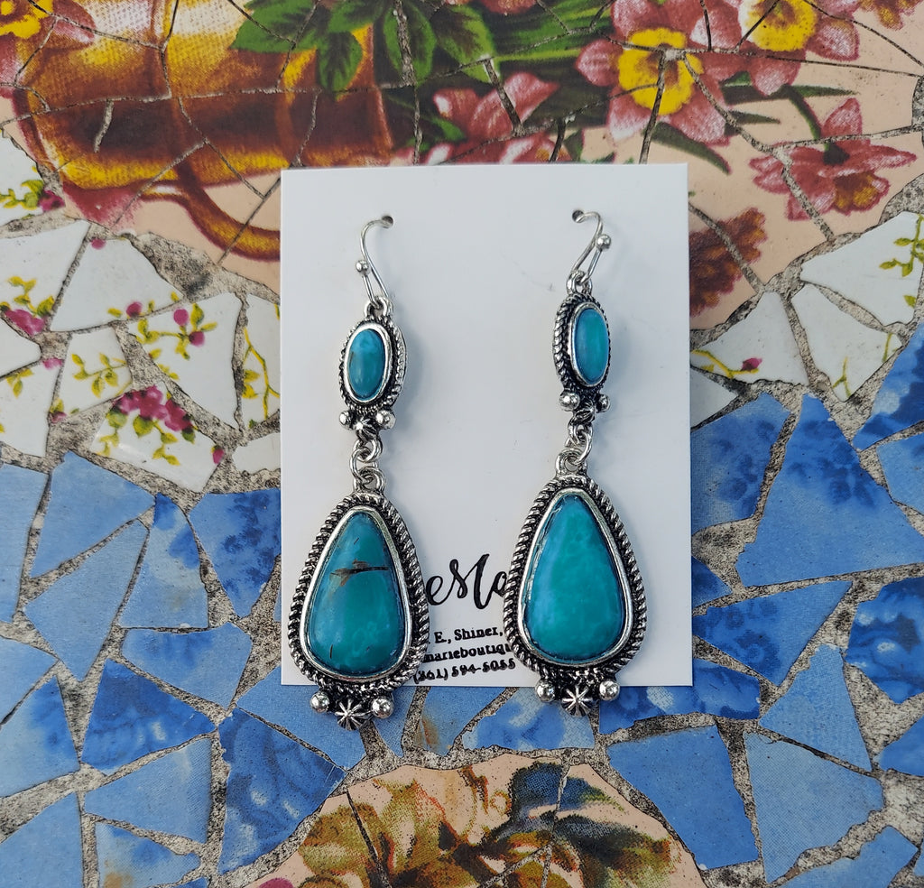 Turquoise/Silver Dangle Earrings