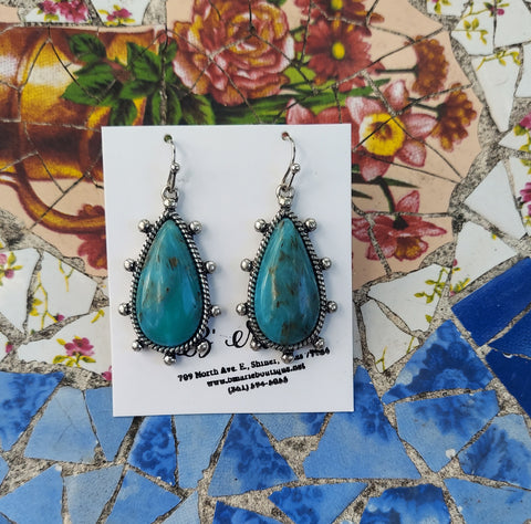Turquoise/Navajo Oval Dangle Earrings