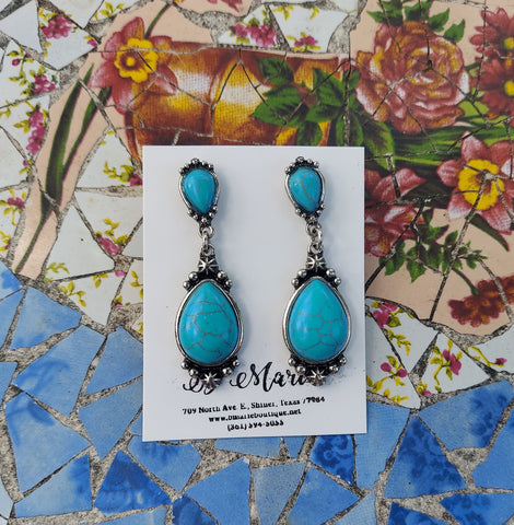 Turquoise/Silver Dangle Earrings