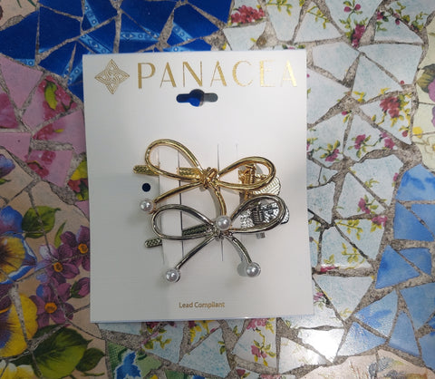 Pearl Bow Hair Barrettes