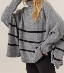 Striped Poncho Style Sweater