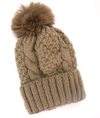 Cable Knot Pom Pom Beanie