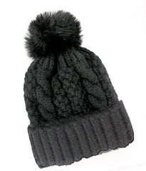 Cable Knot Pom Pom Beanie