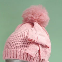 Bow Pom Pom Beanie Hat