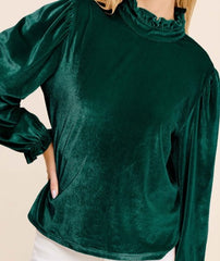 Soft Velvet Long Puff Sleeve Top