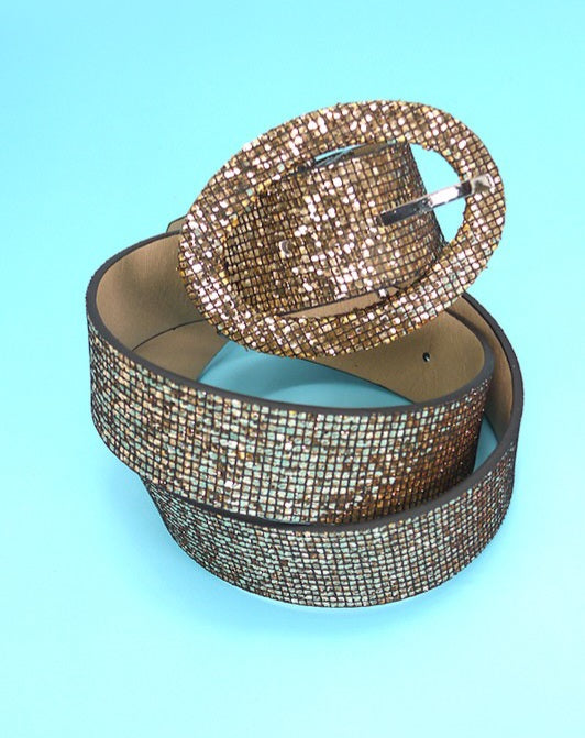 Faux Leather Glitter Belts