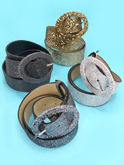 Faux Leather Glitter Belts