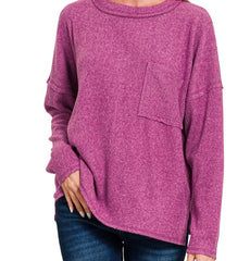 Ribbed Sweater Pocket Top